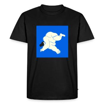 Corps féminin sur fond bleu - T-shirt Premium bio Homme - noir - Devant - Nico (187cm)