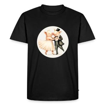 Deux cochons dansent - T-shirt Premium bio Homme - noir - Devant - Nico (187cm)