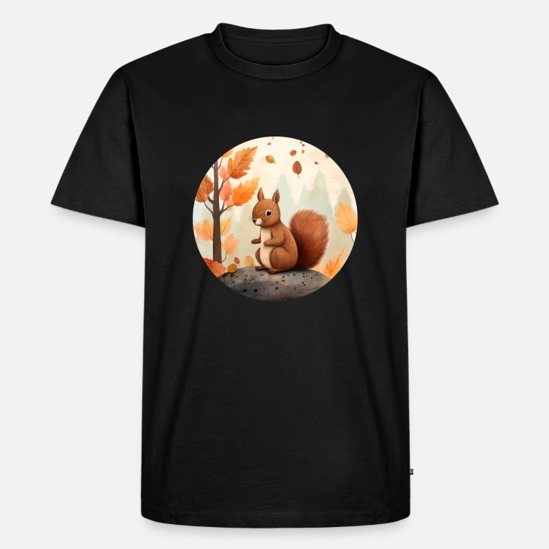 Eichhörnchen im Herbst - Männer Premium Bio T-Shirt - Schwarz