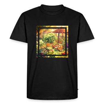 Jardin dans un style anime à base de plantes - T-shirt Premium bio Homme - noir - Devant - Nico (187cm)