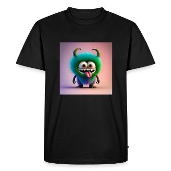 Happy Halloween cute monster tongue out scary funn - Men's Premium Organic T-Shirt - black - Front - Nico (187cm)