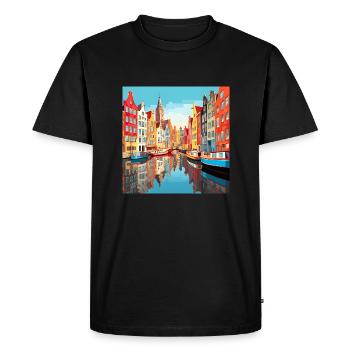Damrak Canal - Men's Premium Organic T-Shirt - black - Front - Nico (187cm)