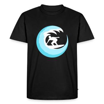 Surfer Surfboard Round Blue Circle Wave Surfing - Men's Premium Organic T-Shirt - black - Front - Nico (187cm)