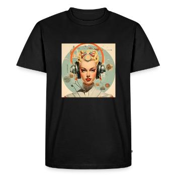Retro Portrait de Femme Futuriste années 50 - T-shirt Premium bio Homme - noir - Devant - Nico (187cm)