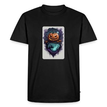 Peur de la citrouille Effrayant Horrible Sombre - T-shirt Premium bio Homme - noir - Devant - Nico (187cm)