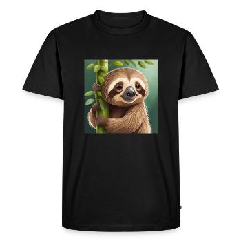 mignon petit dragon paresseux drôle - T-shirt Premium bio Homme - noir - Devant - Nico (187cm)