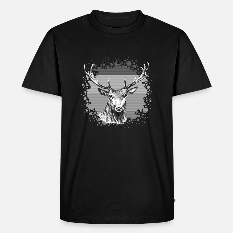 Hirsch - Männer Premium Bio T-Shirt - Schwarz