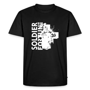 Soldat, Fortune, Militaire, Armée, Guerre, Cool, Marine, Combat - T-shirt Premium bio Homme - noir - Devant - Nico (187cm)