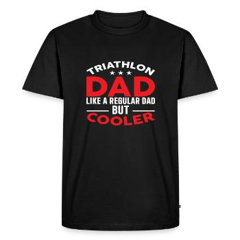 Papa triathlon comme un papa normal mais plus cool - T-shirt Premium bio Homme - noir - Devant - Nico (187cm)