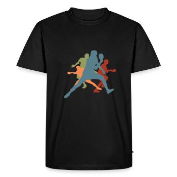 Vintage Retro Ping Pong Players - Men's Premium Organic T-Shirt - black - Front - Nico (187cm)