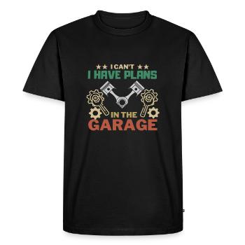 I can't I have Plans in the Garage - Men's Premium Organic T-Shirt - black - Front - Nico (187cm)