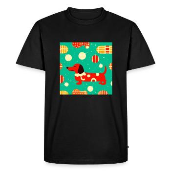 adorable dachshund at Christmas, Christmas play - Men's Premium Organic T-Shirt - black - Front - Nico (187cm)