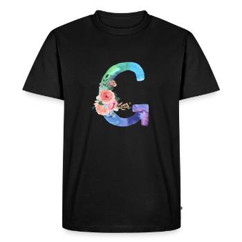 Lettre g watercolor - T-shirt Premium bio Homme - noir - Devant - Nico (187cm)