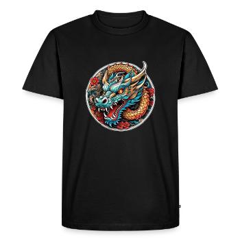 dragon asiatique - japon - chinois - T-shirt Premium bio Homme - noir - Devant - Nico (187cm)