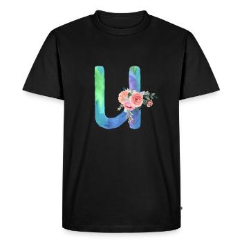 Lettre u watercolor - T-shirt Premium bio Homme - noir - Devant - Nico (187cm)