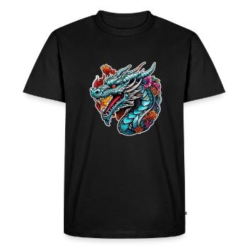 dragon asiatique - japon - chinois - T-shirt Premium bio Homme - noir - Devant - Nico (187cm)