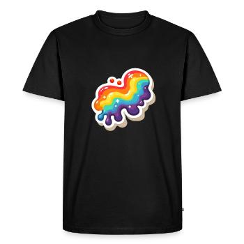 Rainbow Pouring Paint - Men's Premium Organic T-Shirt - black - Front - Nico (187cm)