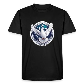 Colombe de la paix / oiseau / animal / vol / mariage - T-shirt Premium bio Homme - noir - Devant - Nico (187cm)