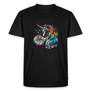 Christmas Unicorn - Men's Premium Organic T-Shirt - black - Front - Nico (187cm)