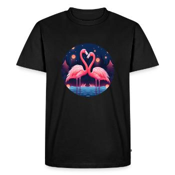 Flamingo Flock Tropical, Love Flamingos - Men's Premium Organic T-Shirt - black - Front - Nico (187cm)