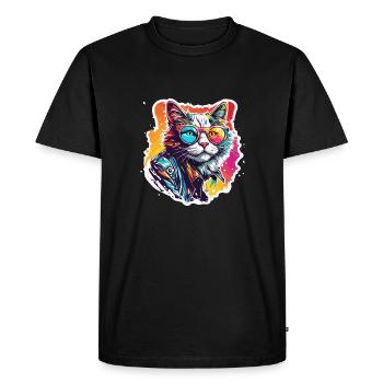 Cool Cat / Funny / Animal / Pet / Crazy - Men's Premium Organic T-Shirt - black - Front - Nico (187cm)