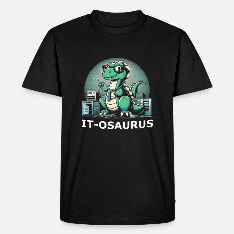 IT-osaurus Informatik Dinosaurier - Männer Premium Bio T-Shirt - Schwarz