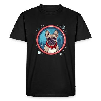 Bouledogue français chien de Noël, chiens d’amour - T-shirt Premium bio Homme - noir - Devant - Nico (187cm)