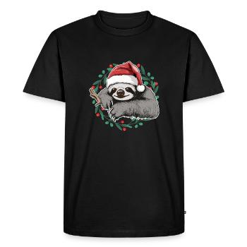 Christmas Sloth Monkey - Men's Premium Organic T-Shirt - black - Front - Nico (187cm)