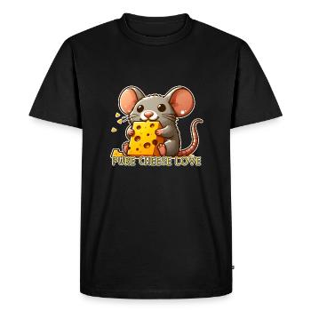 Pure Cheese Love - Souris au fromage - T-shirt Premium bio Homme - noir - Devant - Nico (187cm)