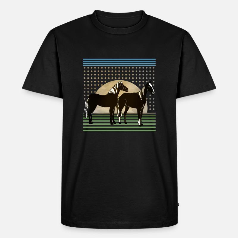 Pferde - Männer Premium Bio T-Shirt - Schwarz