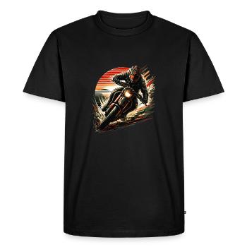 Motard au lever du soleil - T-shirt Premium bio Homme - noir - Devant - Nico (187cm)