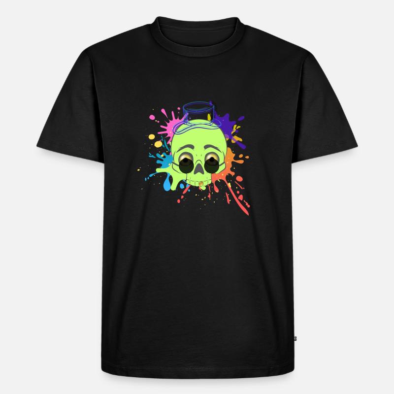 Splash-Schädel - Männer Premium Bio T-Shirt - Schwarz