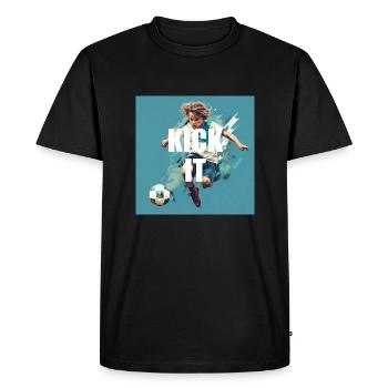 Kick It - Design de joueur de football cool pour garçons - T-shirt Premium bio Homme - noir - Devant - Nico (187cm)