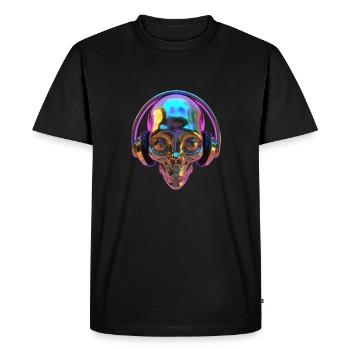 Tête extraterrestre chromatique avec casque - T-shirt Premium bio Homme - noir - Devant - Nico (187cm)