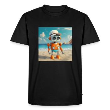 mignon petit robot vintage futuriste orange - T-shirt Premium bio Homme - noir - Devant - Nico (187cm)