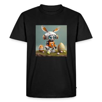 mignon petit robot vintage futuriste orange - T-shirt Premium bio Homme - noir - Devant - Nico (187cm)