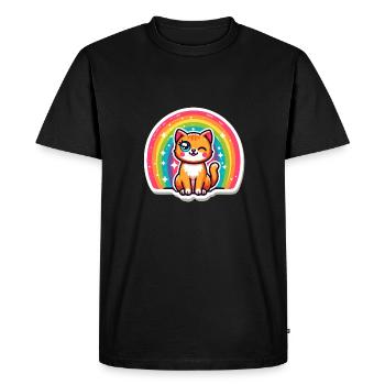 Autocollant mignon Rainbow Kitty - T-shirt Premium bio Homme - noir - Devant - Nico (187cm)