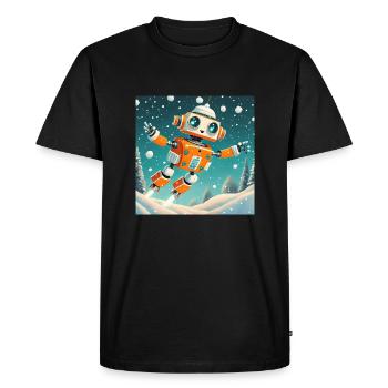 mignon petit robot vintage futuriste orange - T-shirt Premium bio Homme - noir - Devant - Nico (187cm)