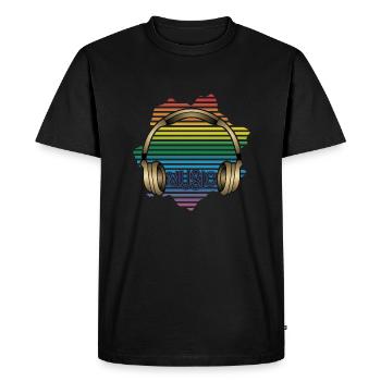 Écouteur - T-shirt Premium bio Homme - noir - Devant - Nico (187cm)