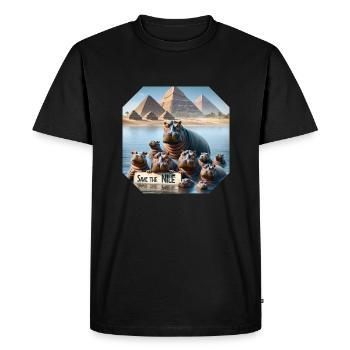 Famille des hippopotames - T-shirt Premium bio Homme - noir - Devant - Nico (187cm)