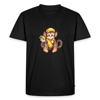 cute monkey banana Cute monkey with banana - Men's Premium Organic T-Shirt - black - Front - Nico (187cm)