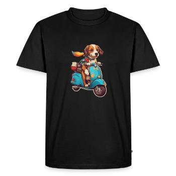 Chien sur une trottinette - T-shirt Premium bio Homme - noir - Devant - Nico (187cm)