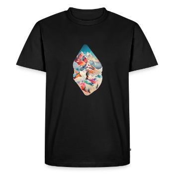 Snowboard with mountains and some geometric - Men's Premium Organic T-Shirt - black - Front - Nico (187cm)