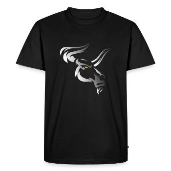 Bull Bull Head Head Logo Steak Beast Gym Horn - Men's Premium Organic T-Shirt - black - Front - Nico (187cm)