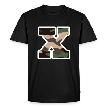 lettre X camouflage militaire-idée cadeau - T-shirt Premium bio Homme - noir - Devant - Nico (187cm)