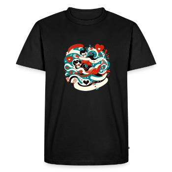 La Saint-Valentin, illustration d’amour passionné de natation - T-shirt Premium bio Homme - noir - Devant - Nico (187cm)