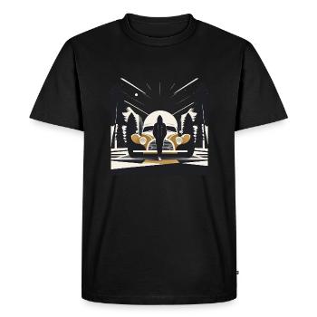 Figurine à capuche Art déco et voiture - T-shirt Premium bio Homme - noir - Devant - Nico (187cm)