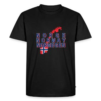 Norway 3 lettering with map 1 - Men's Premium Organic T-Shirt - black - Front - Nico (187cm)