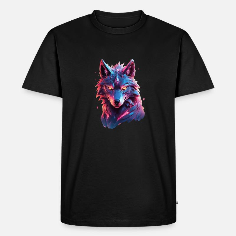 Wolf - Männer Premium Bio T-Shirt - Schwarz