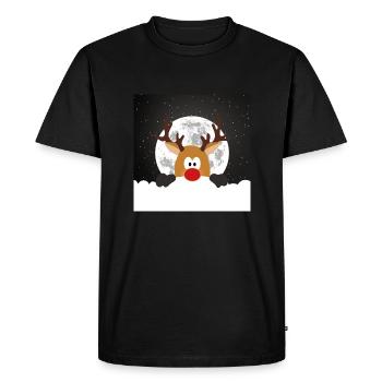 Un renne sous la pleine lune - T-shirt Premium bio Homme - noir - Devant - Nico (187cm)